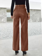 Victoria | Slim Fit Black Leather Trousers for Women with Soft Finish - Lumina