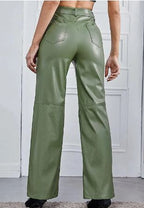 Victoria | Slim Fit Black Leather Trousers for Women with Soft Finish - Lumina