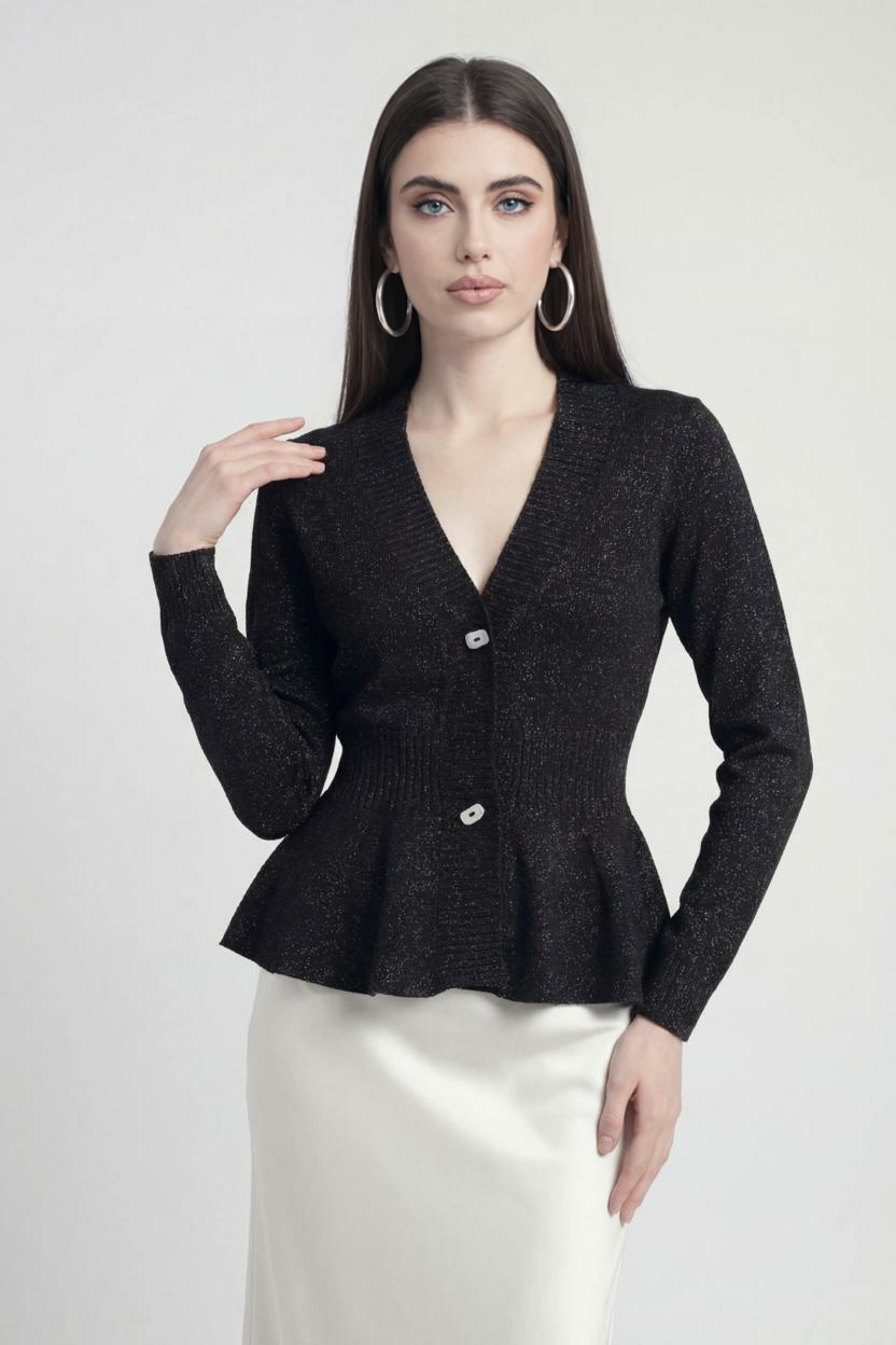 Victoria | Soft Black Cardigan Sweater with Open Front Design - Lumina