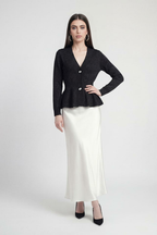 Victoria | Soft Black Cardigan Sweater with Open Front Design - Lumina