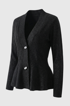 Victoria | Soft Black Cardigan Sweater with Open Front Design - Lumina