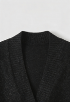 Victoria | Soft Black Cardigan Sweater with Open Front Design - Lumina