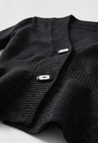 Victoria | Soft Black Cardigan Sweater with Open Front Design - Lumina