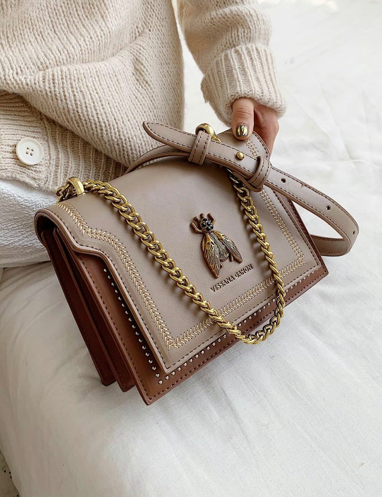 Victoria | Structured Elegant Chain Bag with Chic Detailing - Lumina