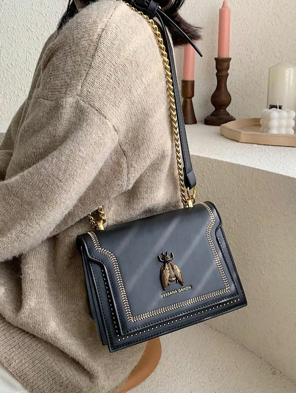 Victoria | Structured Elegant Chain Bag with Chic Detailing - Lumina