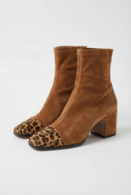 Victoria | Stylish Brown Mid-Calf Boots with Lace Detail - Lumina