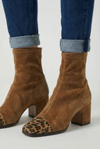 Victoria | Stylish Brown Mid-Calf Boots with Lace Detail - Lumina