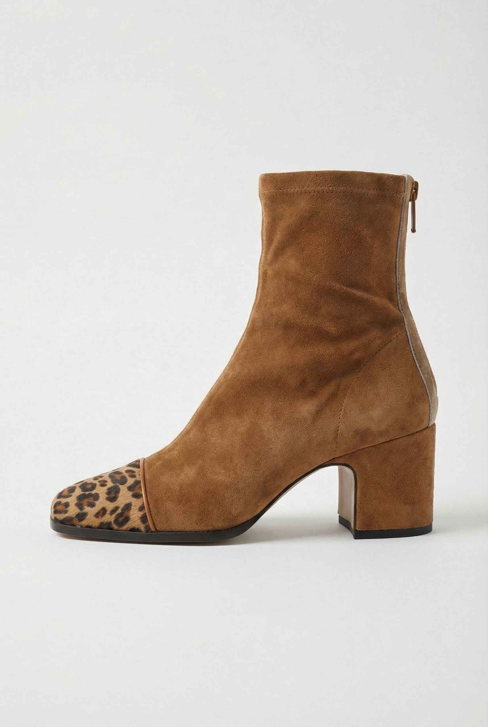 Victoria | Stylish Brown Mid-Calf Boots with Lace Detail - Lumina