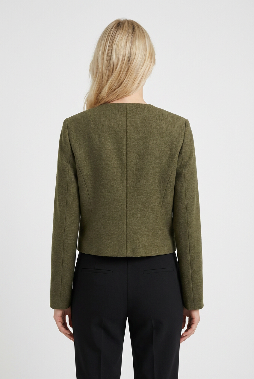Victoria | Stylish Olive Green Short Jacket with Versatile Design - Lumina