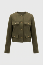 Victoria | Stylish Olive Green Short Jacket with Versatile Design - Lumina