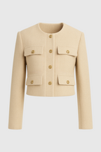 Victoria | Tailored Champagne Short Jacket with Cozy Fit - Lumina