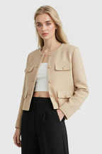 Victoria | Tailored Champagne Short Jacket with Cozy Fit - Lumina