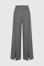 Victoria | Tailored Gray Pleated Trousers with Stretch Comfort - Lumina