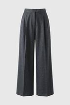 Victoria | Tailored High-Waisted Gray Trousers with Elegant Draping - Lumina