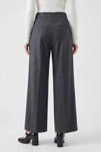 Victoria | Tailored High-Waisted Gray Trousers with Elegant Draping - Lumina