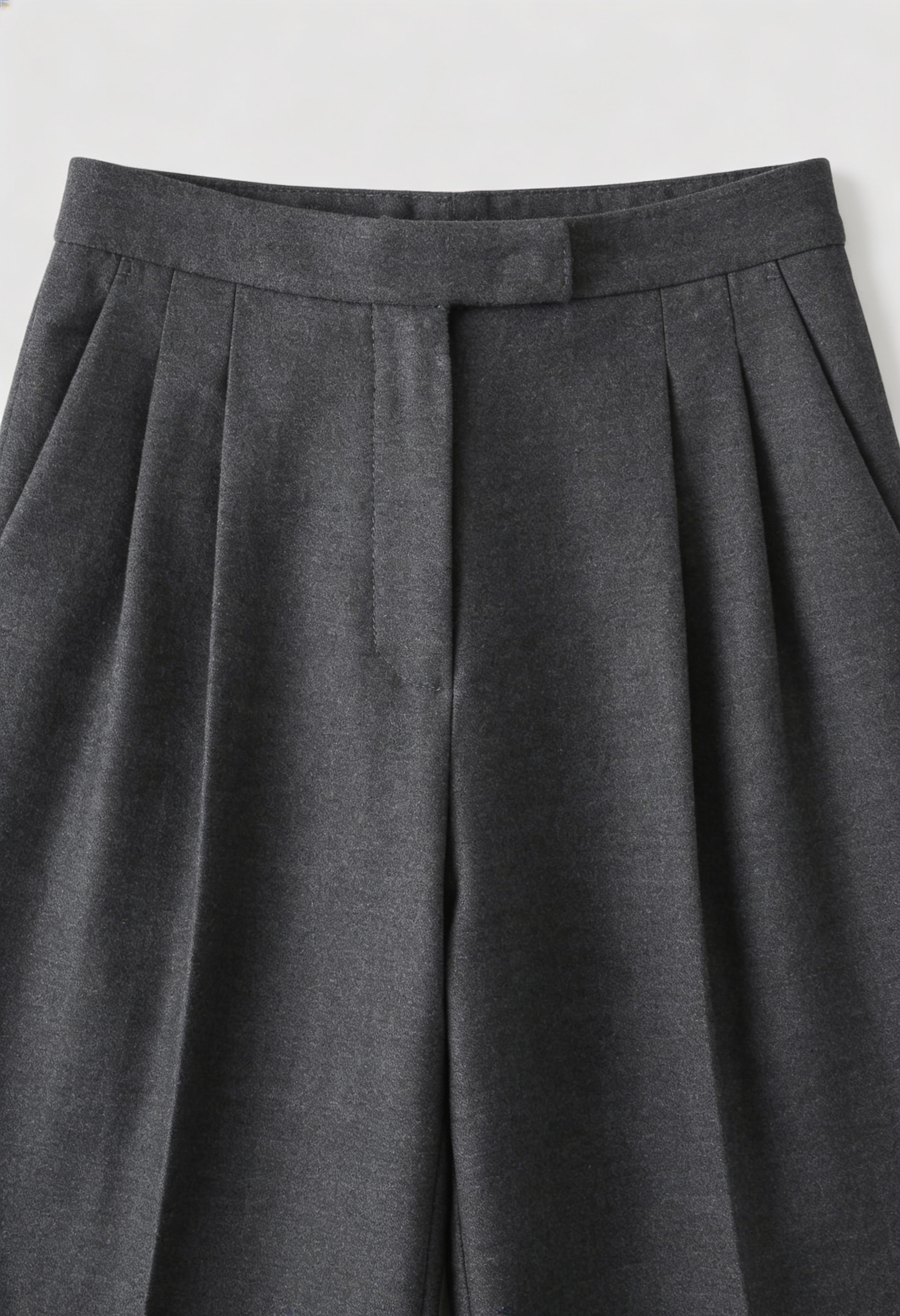 Victoria | Tailored High-Waisted Gray Trousers with Elegant Draping - Lumina