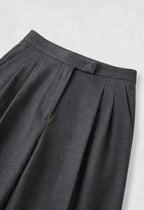 Victoria | Tailored High-Waisted Gray Trousers with Elegant Draping - Lumina
