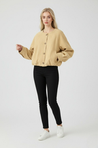 Victoria | Timeless Khaki Jacket with O-Neck Design - Lumina
