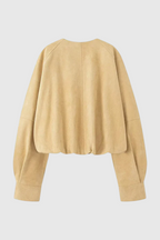 Victoria | Timeless Khaki Jacket with O-Neck Design - Lumina