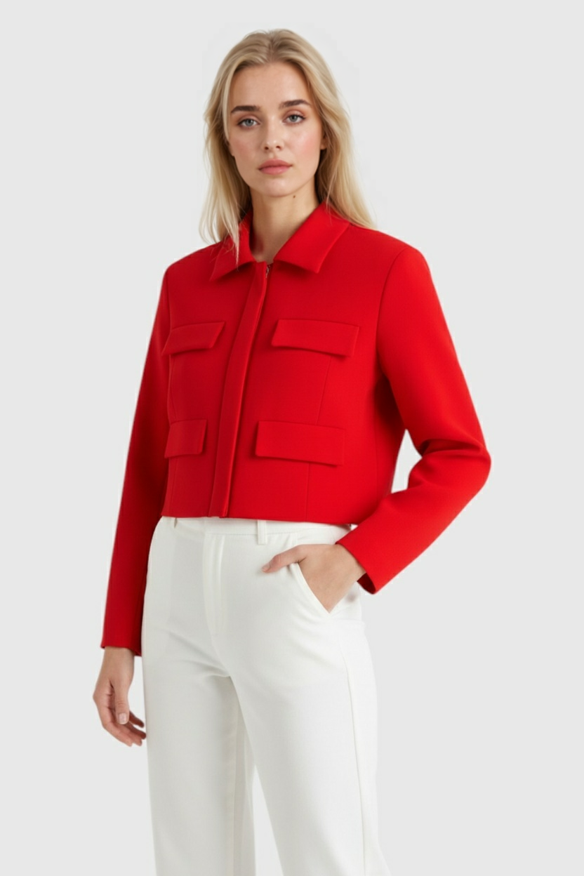 Victoria | Trendy Cropped Button Jacket with Flattering Fit - Lumina