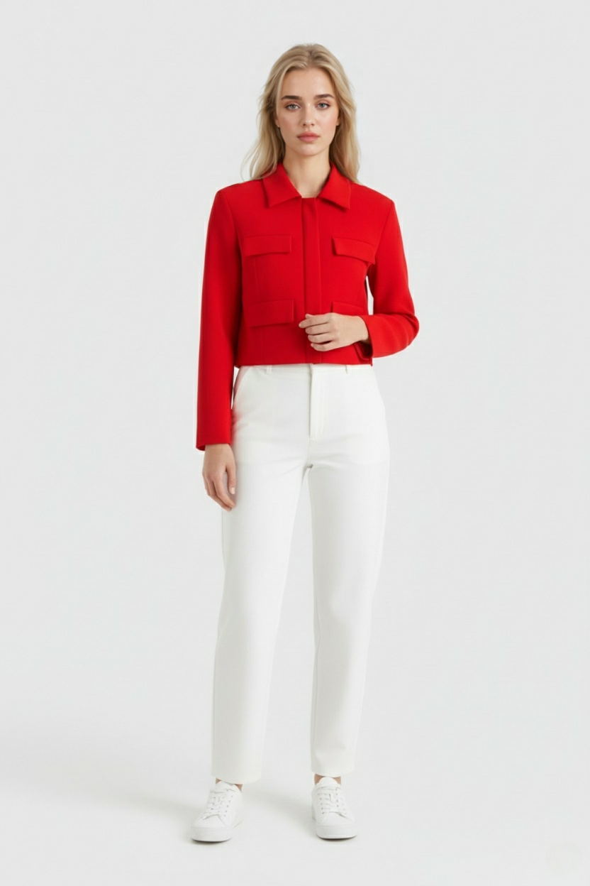 Victoria | Trendy Cropped Button Jacket with Flattering Fit - Lumina