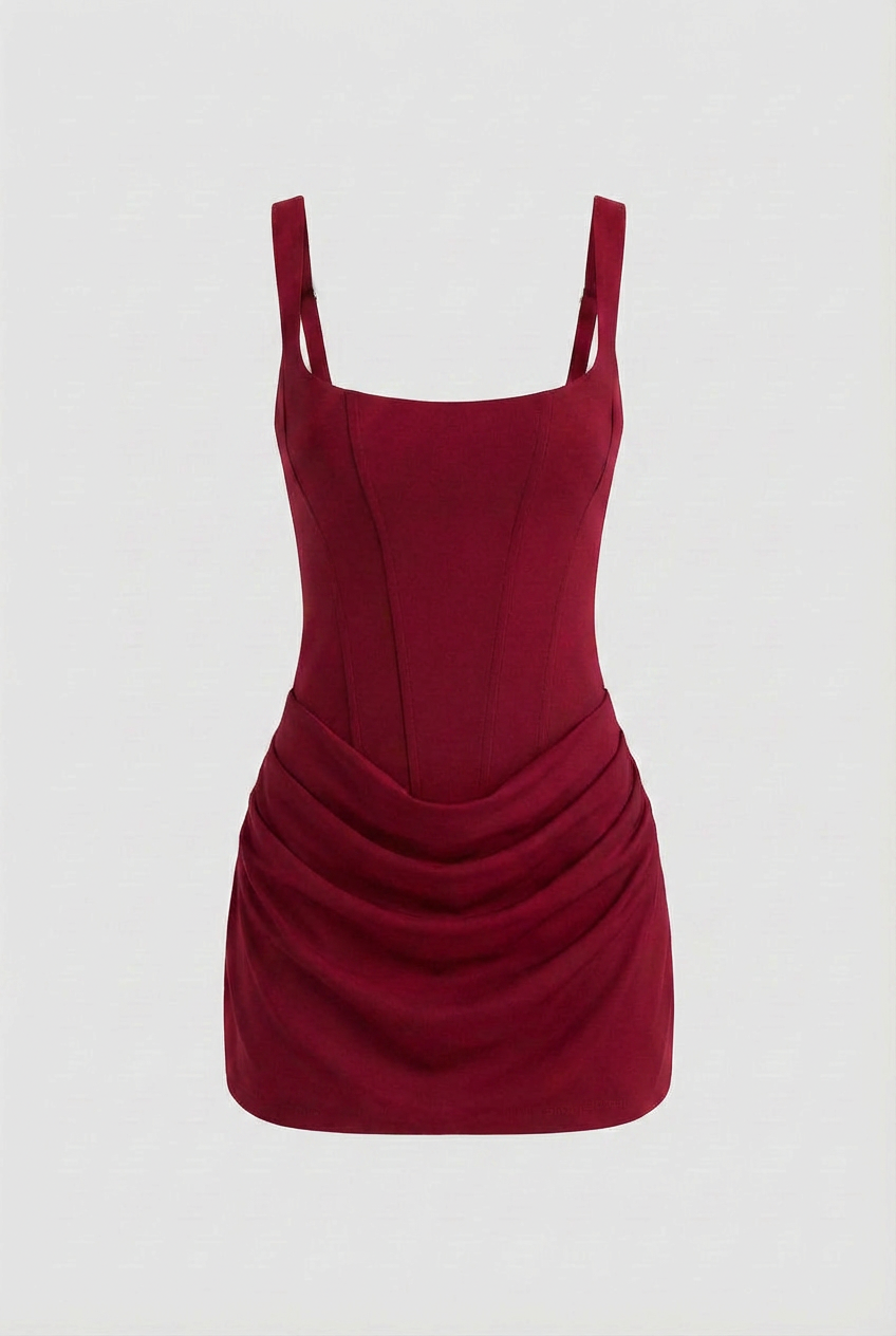 Victoria | Vibrant Red Mini Dress with Corset Design - Lumina