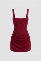 Victoria | Vibrant Red Mini Dress with Corset Design - Lumina