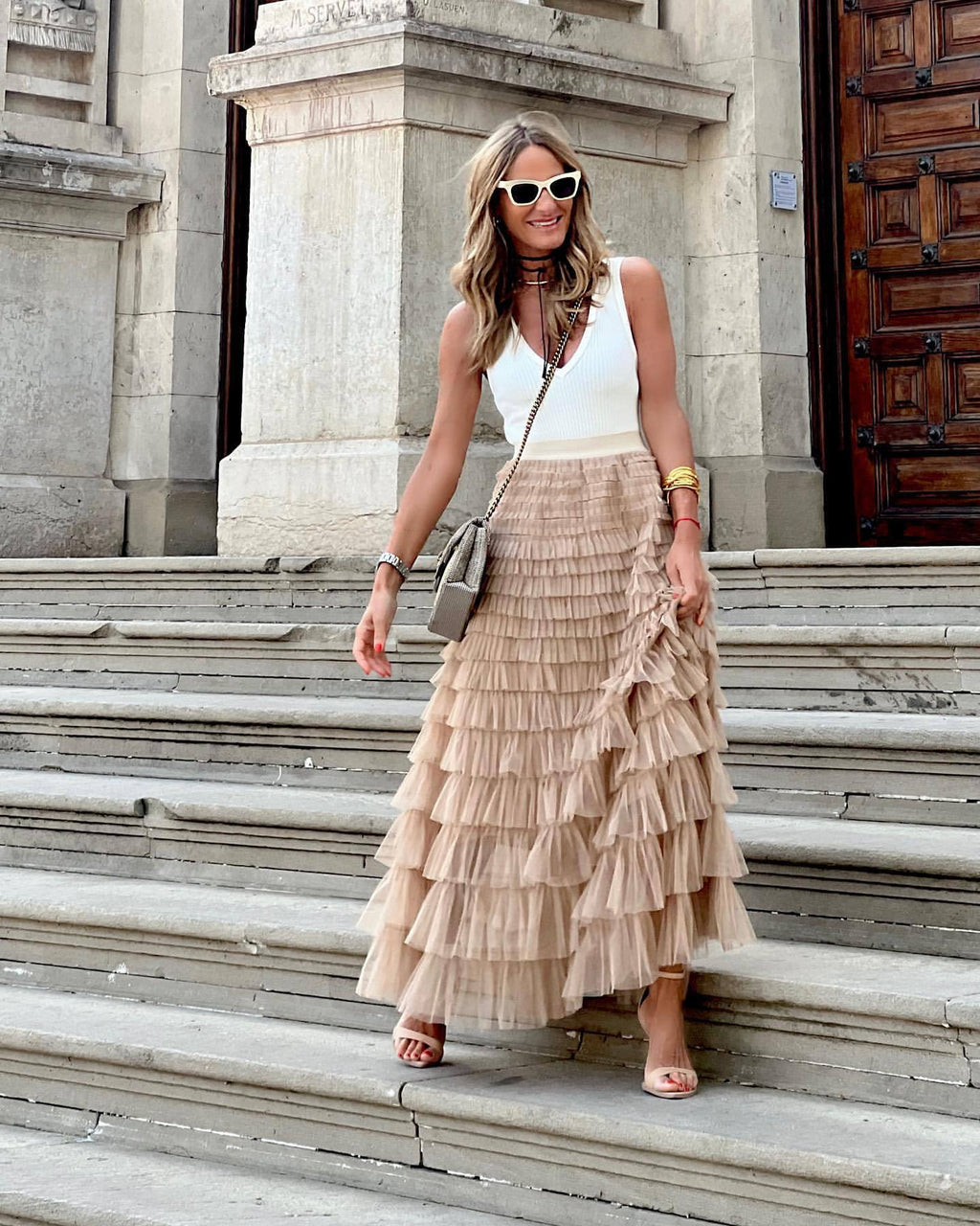 Victoria | Vintage-Inspired Black Tulle Midi Skirt - Lumina