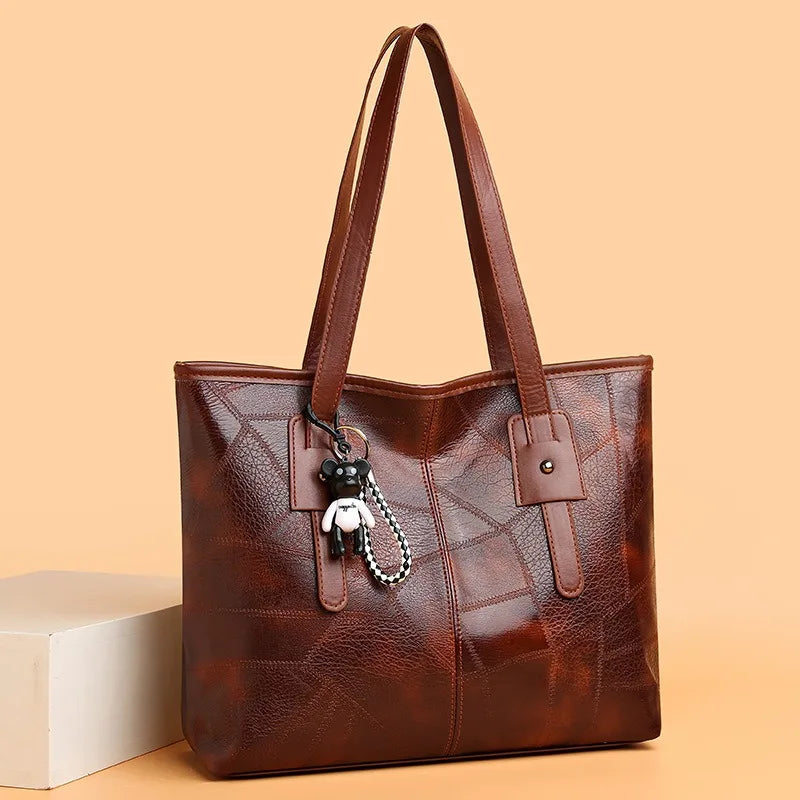 Victoria | Vintage-Inspired Spacious Tote Bag with Keychain Accent - Lumina