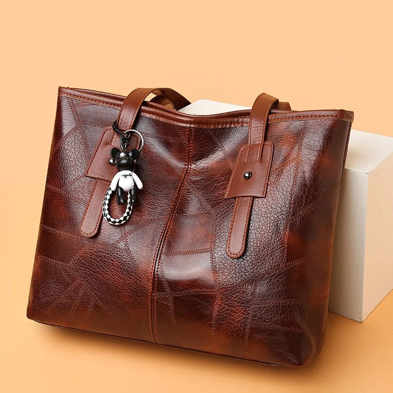 Victoria | Vintage-Inspired Spacious Tote Bag with Keychain Accent - Lumina