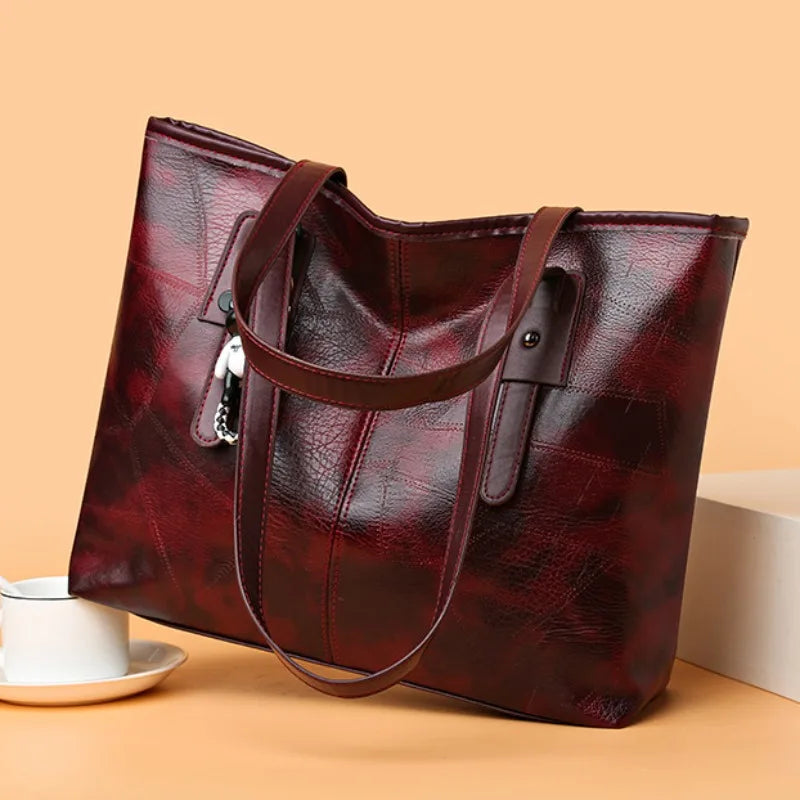 Victoria | Vintage-Inspired Spacious Tote Bag with Keychain Accent - Lumina