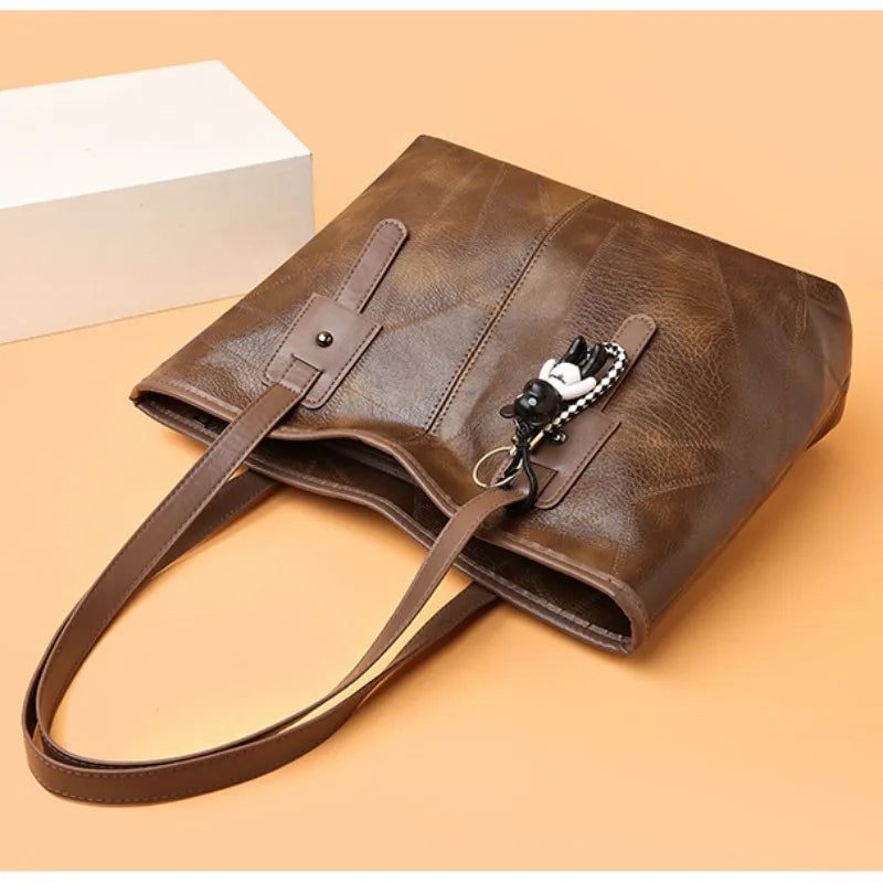 Victoria | Vintage-Inspired Spacious Tote Bag with Keychain Accent - Lumina