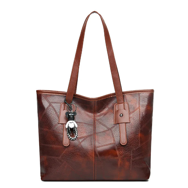 Victoria | Vintage-Inspired Spacious Tote Bag with Keychain Accent - Lumina