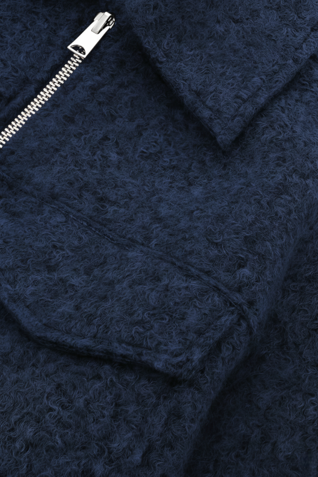 Victoria | Vintage Navy Zip Jacket with Classic Lapel - Lumina